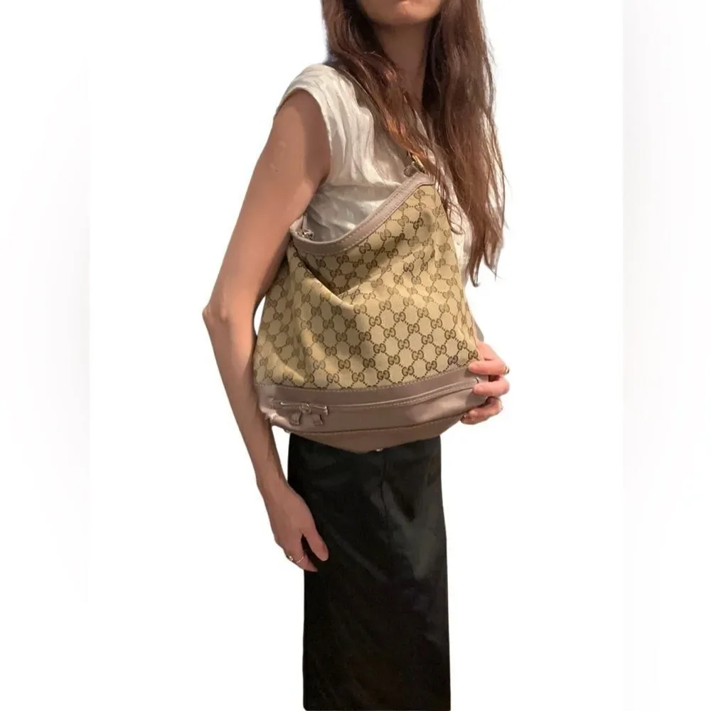 Gucci Mayfair lavender leather gg canvas hobo